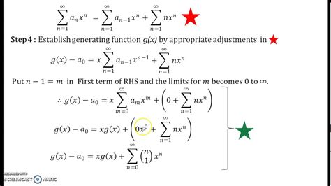 All subproblems are assumed to have the same size. . Use generating functions to solve the recurrence relation with initial conditions